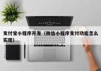 支付宝小程序开发（微信小程序支付功能怎么实现）